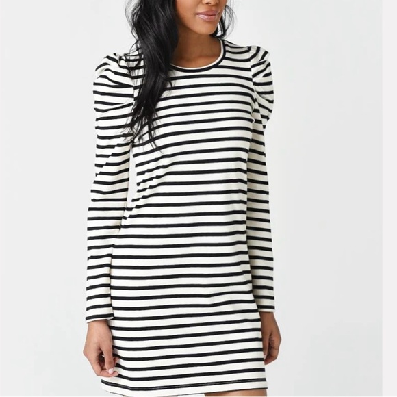 Rebecca Minkoff Gray/Green and White Striped Long Sleeve Dress - Picture 2 of 12